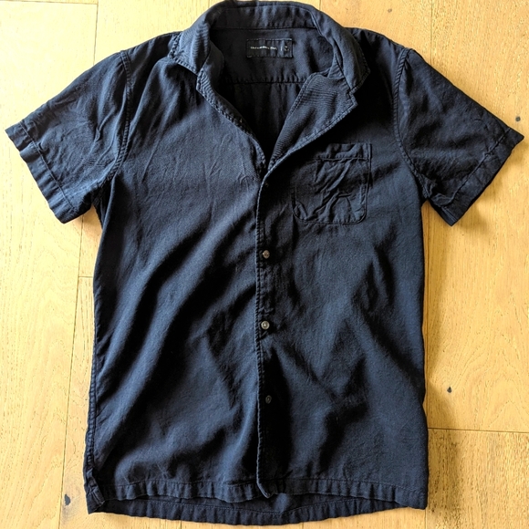 Abercrombie short sleeve camp collar button up shirt in black - Picture 1 of 2